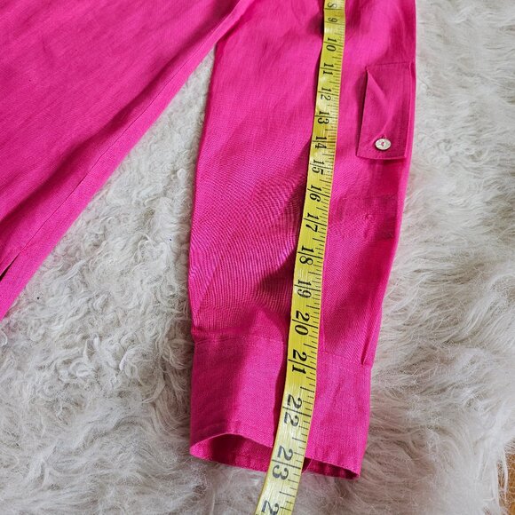Vintage Conrad C Women's Pink 100% Linen Long Sleeves Button Down Shirt Size 10 - Picture 5 of 8